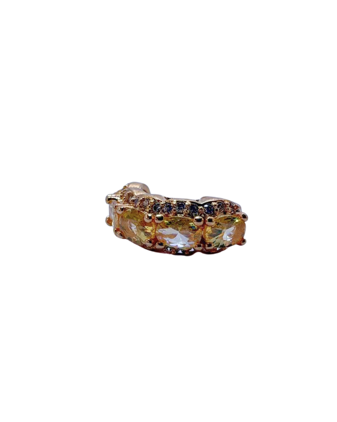 Piercing falso oval cravejado safira amarelo