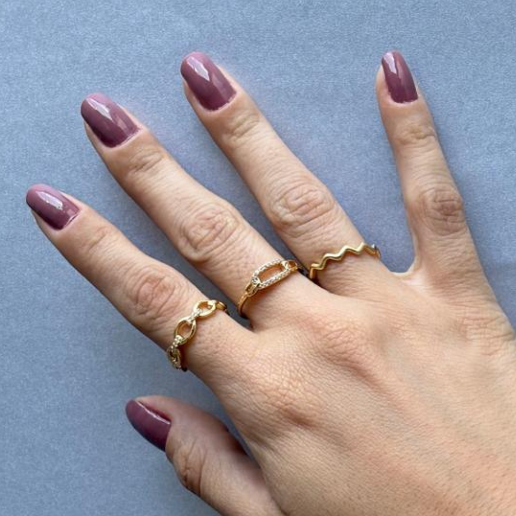 Anel Elo Cravejado Banhado a Ouro 18k